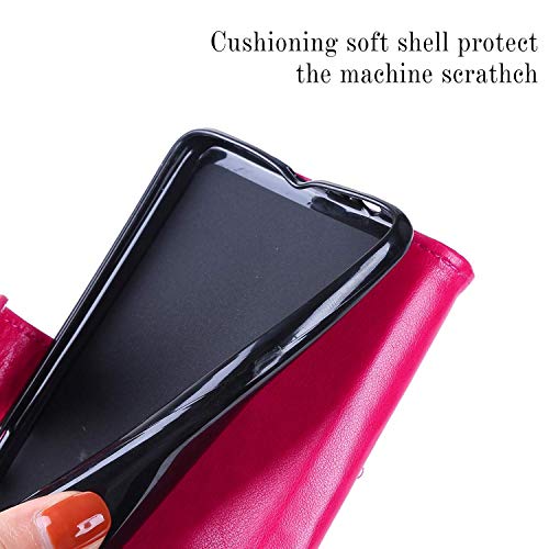 Uposao Compatible con Funda Huawei P10 Lite Carcasa Funda Libro de Cuero Estuche Completo,Elegante Flor de Cerezo Relieve Funda Folio Flip Case Cover Wallet pour Huawei P10 Lite,Rosa