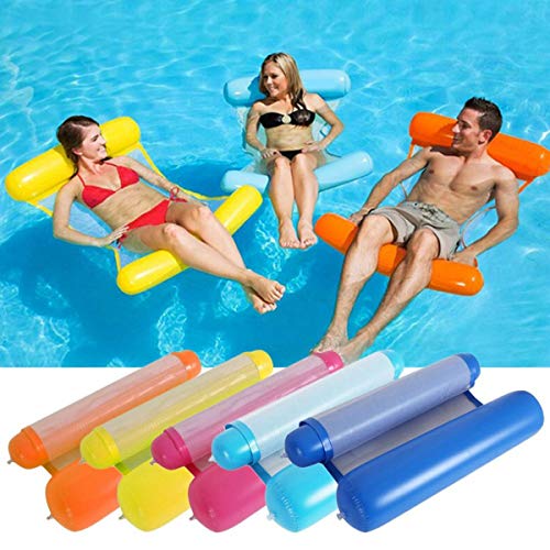 upstartech Silla Inflable de flotación de la Silla de la balsa del reclinable de la Hamaca de la Cama del Flotador del Agua para el Partido de la Piscina de la Playa con Bomba de Aire ,130 * 73 cm