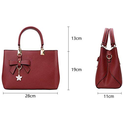 URAQT Bolsos de Mujer, Bolso Señora Tote, PU Piel Bolso de Hombro Mujers del Trabajo, Diario Vida y Vacacione (Versión Mejorada Rojo Vino)