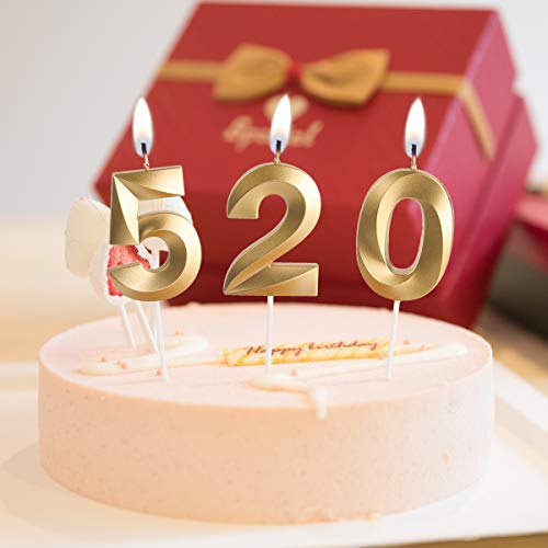 URAQT Velas De Cumpleaños Número 6, Velas De Cumpleaños Oro, Adecuado para Fiestas De Cumpleaños, Aniversarios De Bodas, Fiestas De Jubilación, Etc. 13cm…