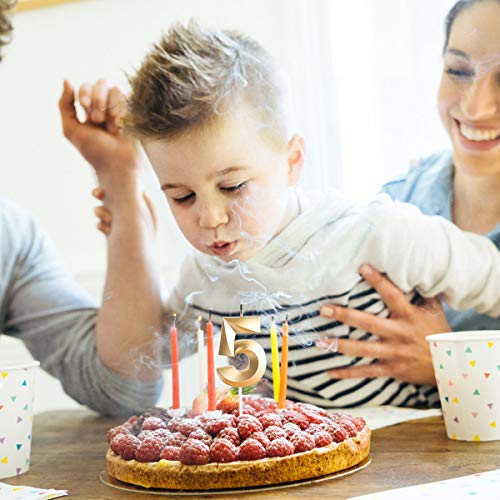 URAQT Velas De Cumpleaños Número 6, Velas De Cumpleaños Oro, Adecuado para Fiestas De Cumpleaños, Aniversarios De Bodas, Fiestas De Jubilación, Etc. 13cm…