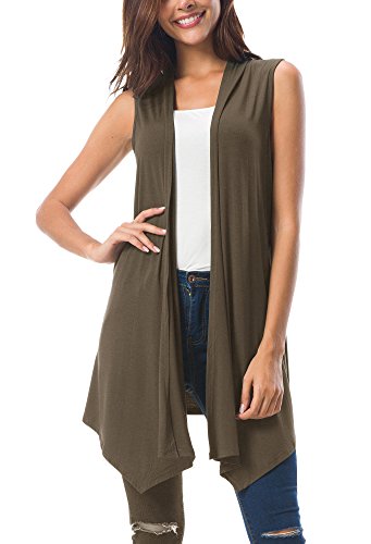 Urban GoCo Mujeres Sin Mangas Drapeado Cárdigan Chaleco (XX-Large, Chocolate)