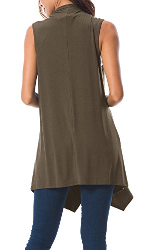 Urban GoCo Mujeres Sin Mangas Drapeado Cárdigan Chaleco (XX-Large, Chocolate)