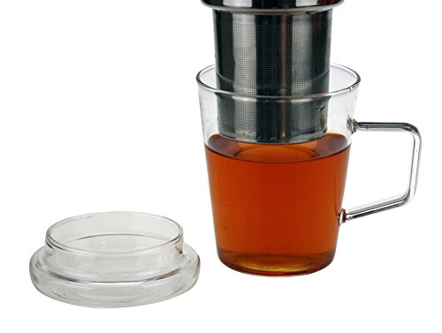 Urban Lifestyle - Taza de té con tapa de cristal y filtro de acero inoxidable, 300 ml, diseño de conejito