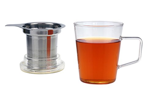 Urban Lifestyle - Taza de té con tapa de cristal y filtro de acero inoxidable, 300 ml, diseño de conejito