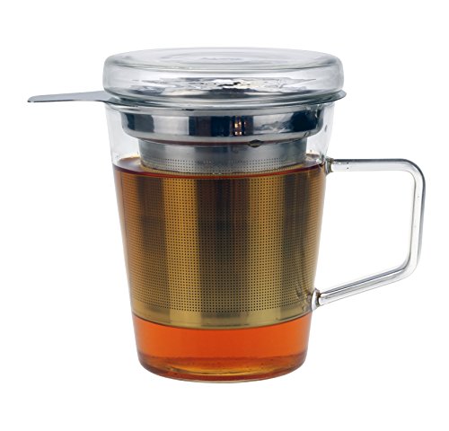 Urban Lifestyle - Taza de té con tapa de cristal y filtro de acero inoxidable, 300 ml, diseño de conejito
