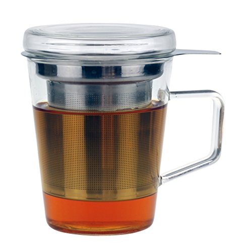 Urban Lifestyle - Taza de té con tapa de cristal y filtro de acero inoxidable, 300 ml, diseño de conejito
