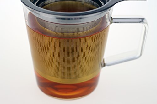 Urban Lifestyle - Taza de té con tapa de cristal y filtro de acero inoxidable, 300 ml, diseño de conejito