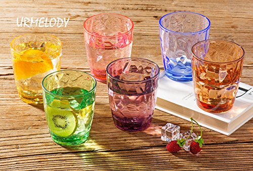 Urmelody - Vasos de plástico acrílico reciclado irrompible - Juego de 4 - En 4 colores variados, 6 Colors, 6er-Set