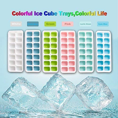 US Sense Bandejas de Hielo-Bandejas de Silicona de Calidad Profesional-Hacer Cubitos Hielo para Agua,Cóctel y Otras Bebidas (Paquete de 6 con Diferentes Colores)