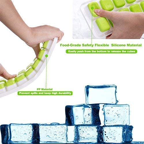 US Sense Bandejas de Hielo-Bandejas de Silicona de Calidad Profesional-Hacer Cubitos Hielo para Agua,Cóctel y Otras Bebidas (Paquete de 6 con Diferentes Colores)