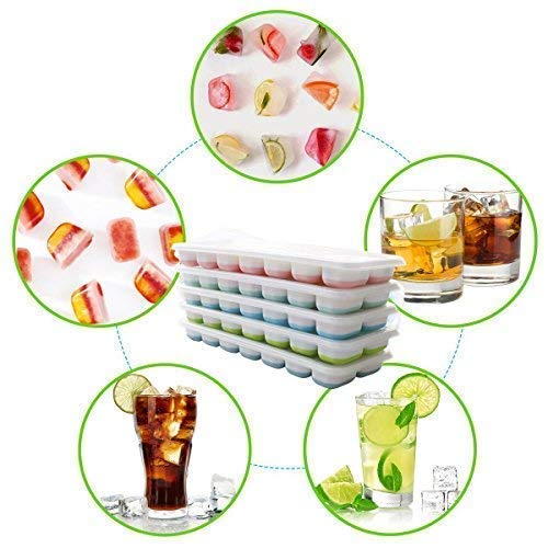 US Sense Bandejas de Hielo-Bandejas de Silicona de Calidad Profesional-Hacer Cubitos Hielo para Agua,Cóctel y Otras Bebidas (Paquete de 6 con Diferentes Colores)