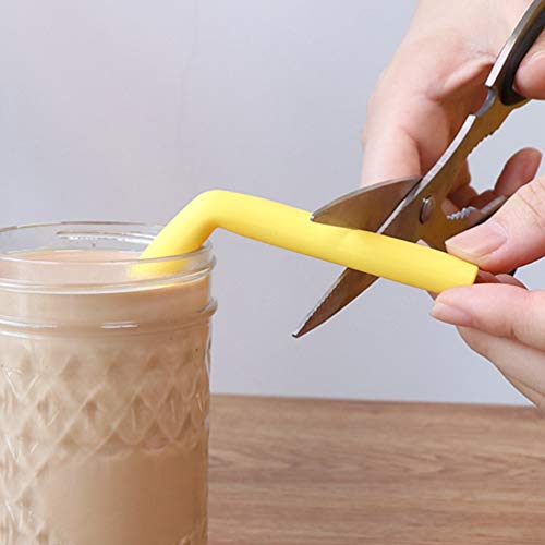 Usetcc Pajitas de Silicona Reutilizables 12PCS, Regular Pajas con 2 Cepillos de Limpieza sin BPA para Yogur Batidos Jugo Café Cóctel Niños Adultos