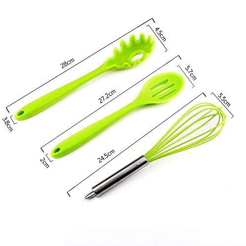 Utensilios Cocina de Silicona 10 Piezas, Juego de Cocina Resistente al Calor, pinzas, batidor Silicona, Cepillo, Espátulas, Cuchara Ranurada, Cucharas de Cocina, Paleta de Arroz.