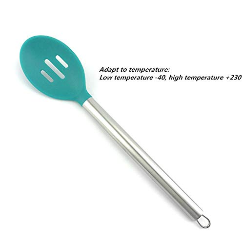utensilios cocina,Acero inoxidable, utensilios de cocina de silicona, juego de 6, sartén ecológica, no tóxica, antiadherente, resistente a altas temperaturas, pala cuchara de cocina,