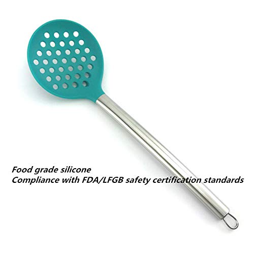 utensilios cocina,Acero inoxidable, utensilios de cocina de silicona, juego de 6, sartén ecológica, no tóxica, antiadherente, resistente a altas temperaturas, pala cuchara de cocina,