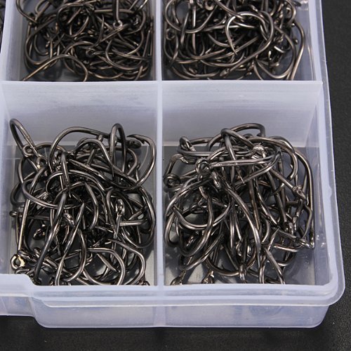 Uteruik - Anzuelos de pesca pequeños, 500 piezas, para pesca en agua dulce, color negro