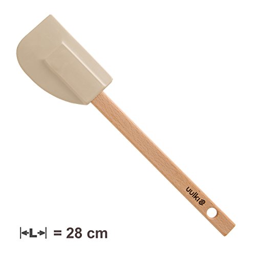Uulki® 3 piezas Espátula Reposteria de goma y madera con agujero para colgar - Utensilios espatulas de cocina pastel