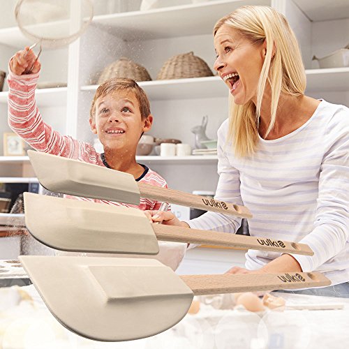 Uulki® 3 piezas Espátula Reposteria de goma y madera con agujero para colgar - Utensilios espatulas de cocina pastel