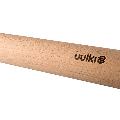 Uulki Rodillo de amasar de cocina en Madera de haya Ecológico - Artesanía tradicional de Europa 4,5 cm diámetro (45 cm)