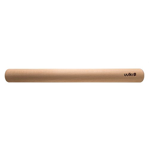 Uulki Rodillo de amasar de cocina en Madera de haya Ecológico - Artesanía tradicional de Europa 4,5 cm diámetro (45 cm)