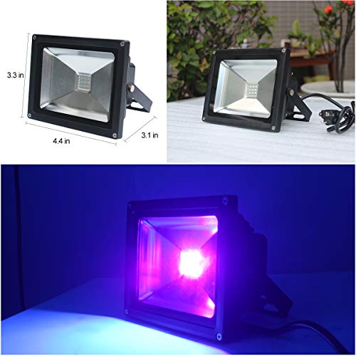 UV Luz negra LED, 10W LED decorativa violeta Etapa,IP65 Impermeable UV-A 395-400nm Luz de inundación de longitud para entretenimiento en interiores al aire libre Celebraciones festivas fluorescentes