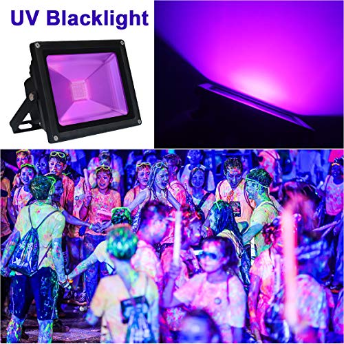 UV Luz negra LED, 10W LED decorativa violeta Etapa,IP65 Impermeable UV-A 395-400nm Luz de inundación de longitud para entretenimiento en interiores al aire libre Celebraciones festivas fluorescentes