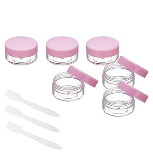 Vacío Plástico Transparente Contenedor de Cosméticos Tarros - 20 Piezas Tarros de Crema 10g / 10ml Puede Olla cosmética - con 10 Piezas Mini Espátula (Rosa) Tarro vacío Crema de Viaje con Tapa para