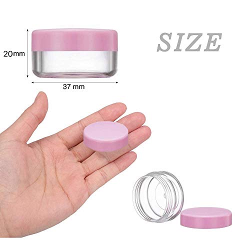 Vacío Plástico Transparente Contenedor de Cosméticos Tarros - 20 Piezas Tarros de Crema 10g / 10ml Puede Olla cosmética - con 10 Piezas Mini Espátula (Rosa) Tarro vacío Crema de Viaje con Tapa para
