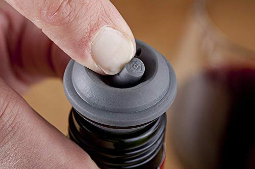 Vacu Vin 0649360-Bomba Acero Bomba de Vacío Inoxidable (Estuche con 2 Tapones y 2 servidores)