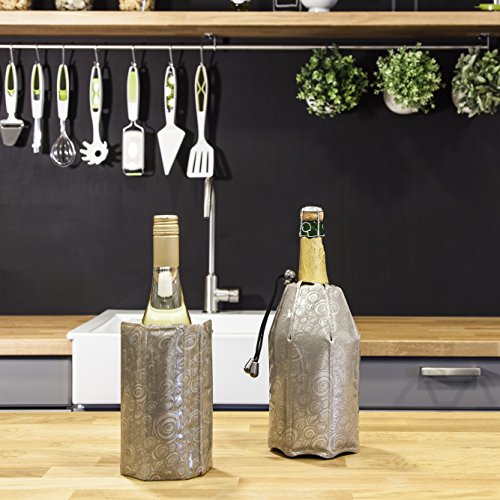 Vacu Vin 3880562 - Enfriador para Botellas de Vino, Color Plateado