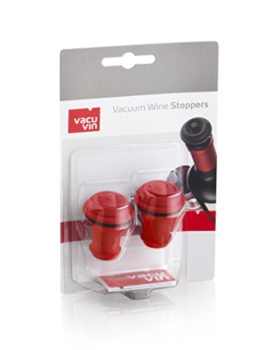 Vacuvin Vacu Vin Tapones para Bomba de vacío, Color Rojo, Set 2 Unidades, 3.1x3.9x3.7 cm