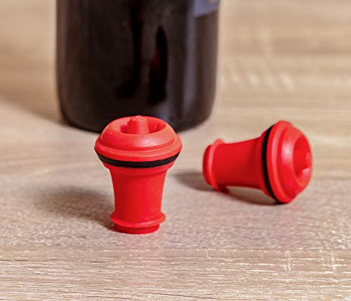 Vacuvin Vacu Vin Tapones para Bomba de vacío, Color Rojo, Set 2 Unidades, 3.1x3.9x3.7 cm
