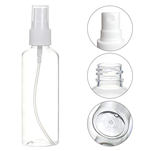 VADOO Botellas de spray, 4pcs 100ml botella de spray de niebla transparente, botellas de viaje a prueba de fugas para maquillaje, artículos de tocador cosméticos, contenedores de líquidos