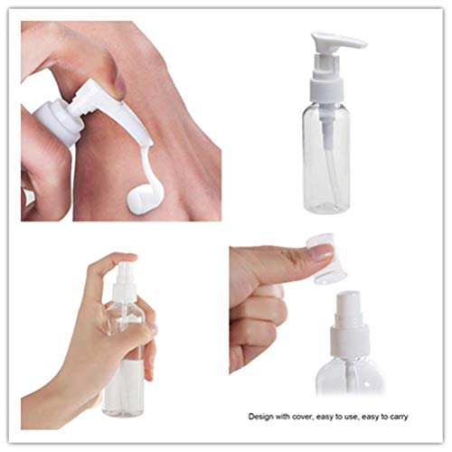 VADOO Botellas de spray, 4pcs 100ml botella de spray de niebla transparente, botellas de viaje a prueba de fugas para maquillaje, artículos de tocador cosméticos, contenedores de líquidos