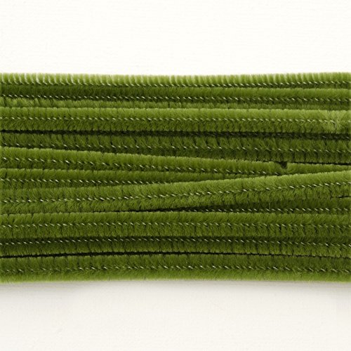 Vaessen Creative Pipe Cleaners Green For Crafts | 6 mm x 30 cm | 25 Pieces, Synthetic Fiber, Olive, 30 x 0.6 x 0.5 cm