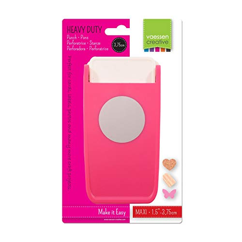 Vaessen Creative Resistentes Maxi, Círculo, Fuerte Perforadora para Papel, Corcho, Goma Eva, Plástico Mágico y Otros Suministros de Manualidades, Tamaño Recortado 3,5 cm de diámetro