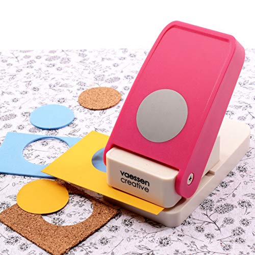 Vaessen Creative Resistentes Maxi, Círculo, Fuerte Perforadora para Papel, Corcho, Goma Eva, Plástico Mágico y Otros Suministros de Manualidades, Tamaño Recortado 3,5 cm de diámetro