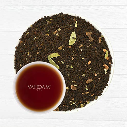 VAHDAM, Té Chai Masala Earl Grey (100 Tazas) | 100% ESPECIAS NATURALES | Té Negro Earl Grey con Aceite de Bergamota | Hojas de Té Chai Especiado | Para Infusión Caliente, Té Frío o Chai Latte | 200g