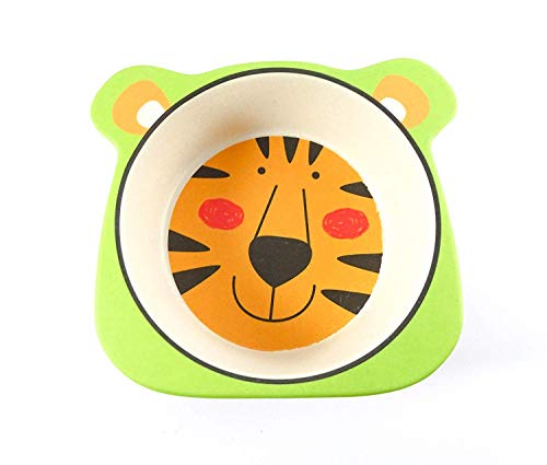 Vajilla Bambu Infantil ♻ Vajilla Fibra de Bambú Niños y Bebés 5 Piezas - Material Ecologico, Reciclable - Apto para Lavavajillas - Pack Eco, Bio, sin BPA (Bamboo) - Con Plato, Tazon, Vaso y Cubiertos