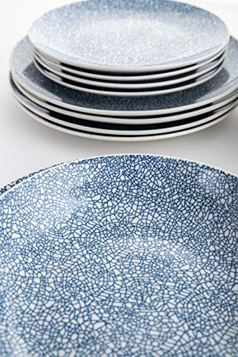 Vajilla completa moderna de porcelana para 6 personas (18 piezas)|Platos llanos, Platos hondos, Platos postre