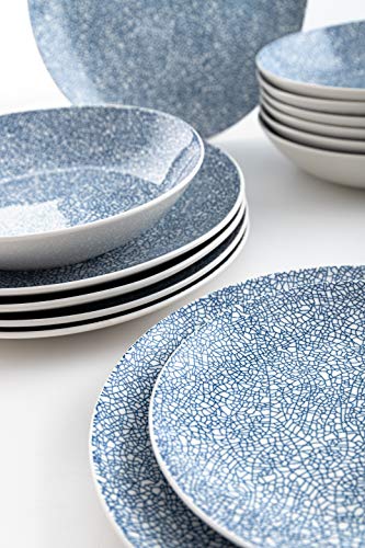 Vajilla completa moderna de porcelana para 6 personas (18 piezas)|Platos llanos, Platos hondos, Platos postre