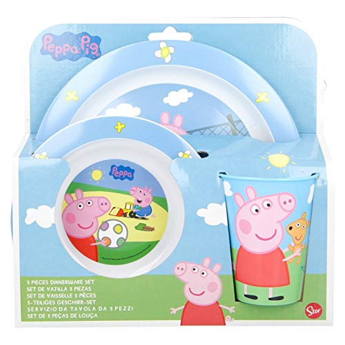 Vajilla Peppa Pig, juego de 5 piezas en melanina para los fanáticos.