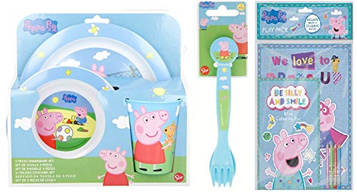 Vajilla Peppa Pig, juego de 5 piezas en melanina para los fanáticos.