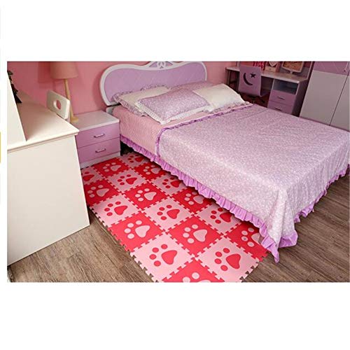 VALINK 10Pcs 30cm Bebé Juego Alfombra, Huellas Patrón Espuma Suave Puzzle Silencioso Eva Suelo Alfombras, Niños Casita de Pad, Interior Ejercicio Alfombrillas, Encajable Figuritas Protector Alfombra