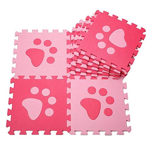 VALINK 10Pcs 30cm Bebé Juego Alfombra, Huellas Patrón Espuma Suave Puzzle Silencioso Eva Suelo Alfombras, Niños Casita de Pad, Interior Ejercicio Alfombrillas, Encajable Figuritas Protector Alfombra