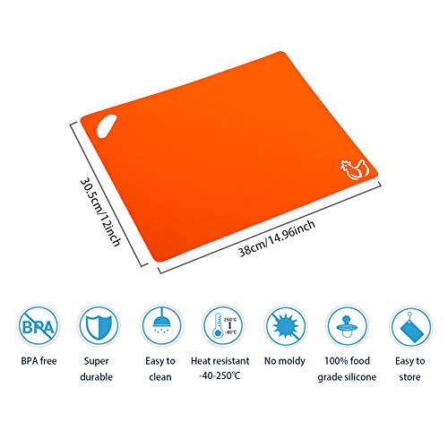 ValueHall Tablas de Cortar de Plástico 38 x 30cm Juego de Tableros de Corte Juego de 6 Tablas con Iconos de Alimentos y Asas de Fácil Agarre Antideslizante Juego de Tablas de Cortar V7093
