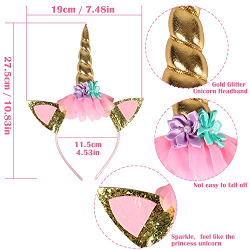 vamei Diadema de Unicornio Niña Disfraz de Unicornio para Niñas Decoracion Diadema de Unicornio para Cumpleaños Halloween Navidad