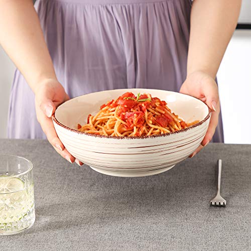 vancasso Serie Bella Cuencos Grandes 2 Piezas 1650ML Ensaladera, Tazones para Sopa, Tazones Frutas, Ensalada, Ramen Bowl Color Beige y Gris