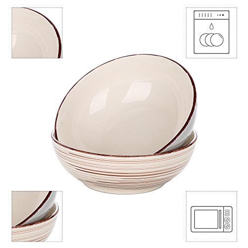 vancasso Serie Bella Cuencos Grandes 2 Piezas 1650ML Ensaladera, Tazones para Sopa, Tazones Frutas, Ensalada, Ramen Bowl Color Beige y Gris